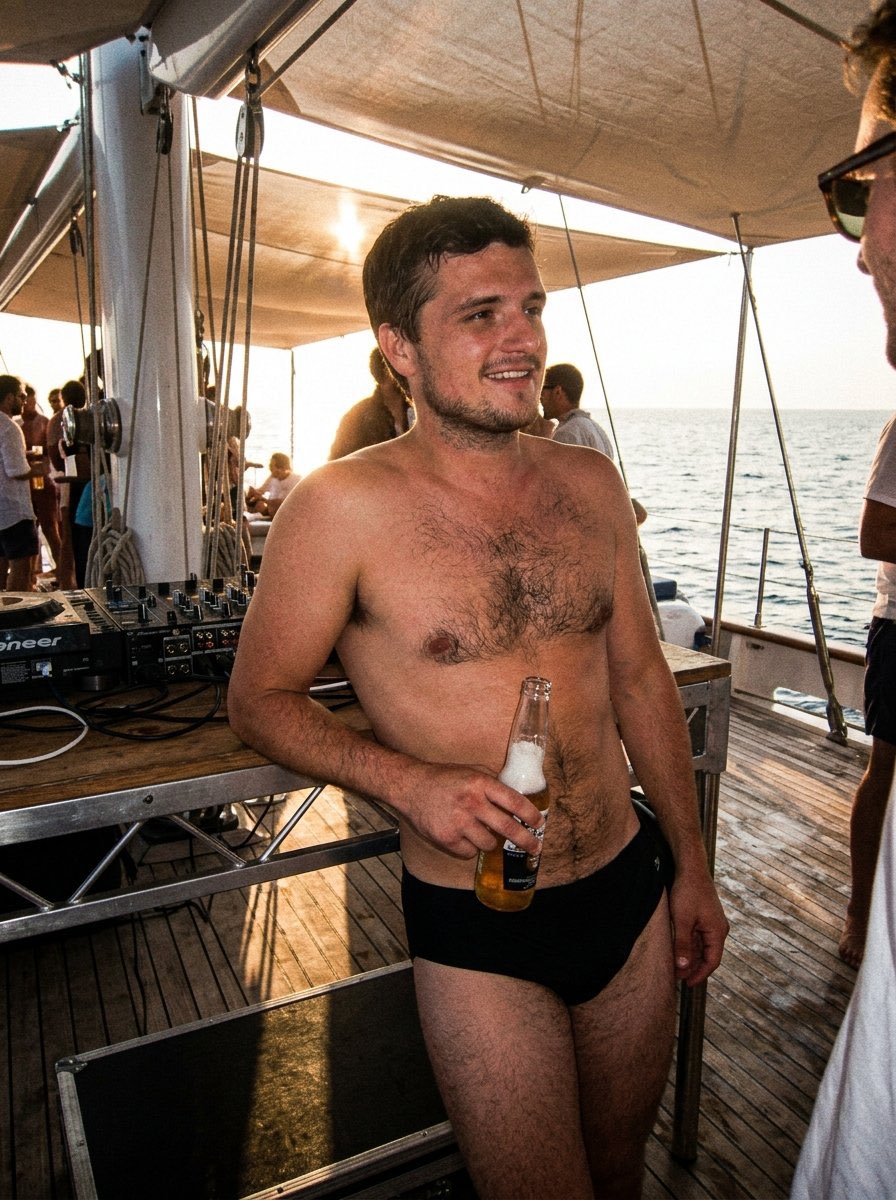 AI image Josh Hutcherson boat