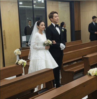 AI-generated image of Kim Tae-hee and Rain in wedding attire