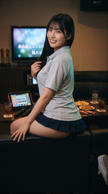 AI-generated image of unidentified woman in a Japanese karaoke room