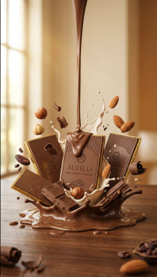 AI-generated Aurélia Premium Milk Chocolate product advertisement
