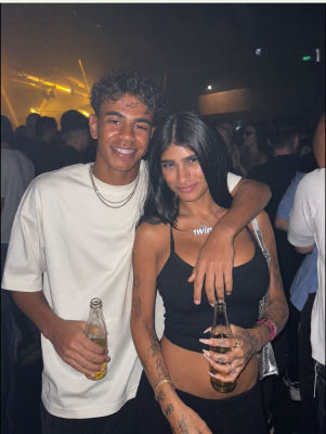 AI-generated image of Lamine Yamal and Mia Khalifa at a nightclub