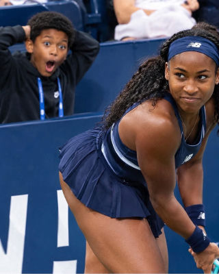 AI-generated image resembling Coco Gauff at a tennis match