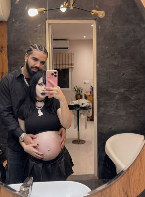 AI-generated image of Drake and Pinkchyu in a bathroom selfie