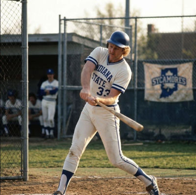 AI-generated image of Larry Bird in Indiana State Sycamores #33 baseball uniform