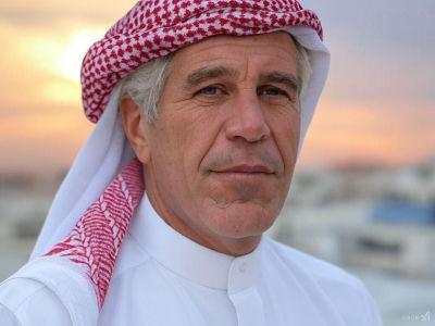 Deepfake of Jeffrey Epstein in traditional Arab attire