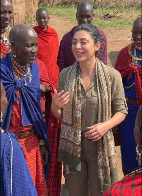AI-generated image appearing to show an unidentified woman visiting a Maasai community