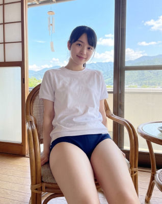 AI generated images of an unidentified woman seated in a rattan chair with a mountain view