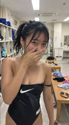 AI-generated image of an unidentified young woman in a locker room