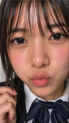 AI-generated selfie of a young woman in a school uniform