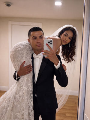 AI-generated wedding photo of Cristiano Ronaldo and Georgina Rodríguez