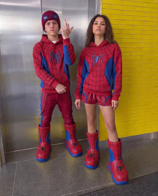 AI-generated image of Tom Holland and Zendaya in matching Spider-Man costumes