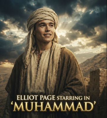 AI-generated fake movie poster casting Elliot Page as 'Muhammad'