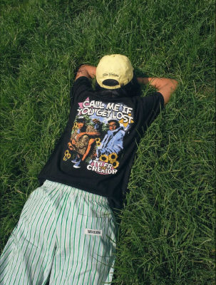 AI-generated photo of a person wearing Tyler the Creator 'Call Me If You Get Lost' merchandise