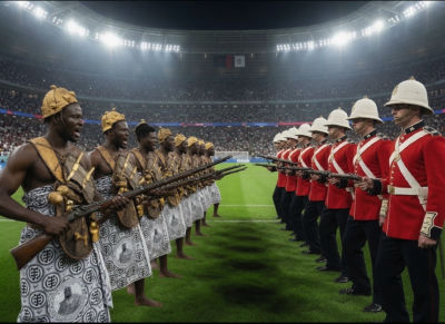 AI-generated image of Fatau Dauda, and others in an Ashanti–British colonial confrontation