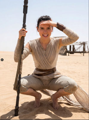 AI-generated image of Daisy Ridley as Rey in a Star Wars desert scene