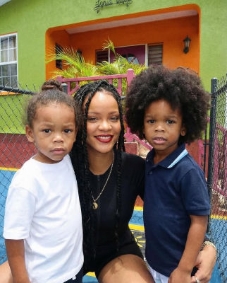 AI-generated image of Rihanna with two children