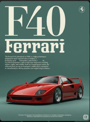 AI-generated poster of a Ferrari F40 sports car