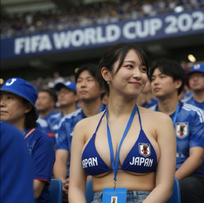 AI-generated image of A Japan National Football Team Fan at a FIFA World Cup Match