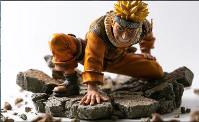 AI-generated image of a Naruto figurine on rocky terrain
