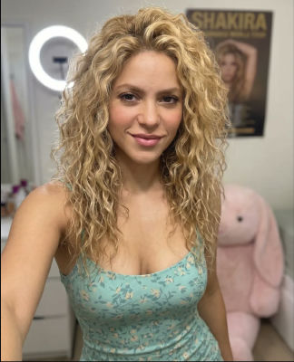 AI-generated image of Shakira posing in a floral dress