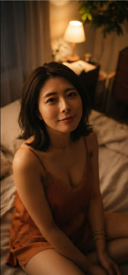 AI-generated suggestive portrait of an unidentified woman in a bedroom