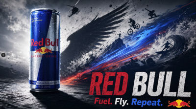 AI-generated Red Bull energy drink promotional image