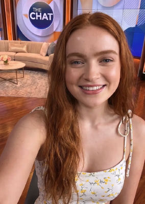 AI-generated image of Sadie Sink on 'The Chat' TV studio set