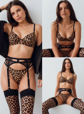 AI-generated image resembling Martha Streck and Tainá Müller in leopard print lingerie