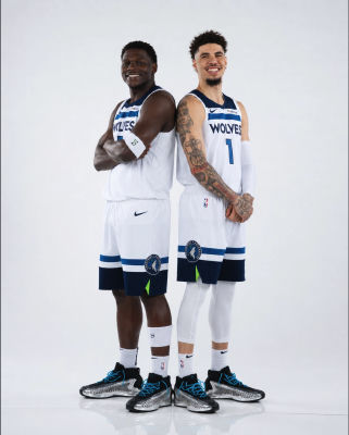 AI-generated image of LaMelo Ball and Anthony Edwards in Minnesota Timberwolves jerseys