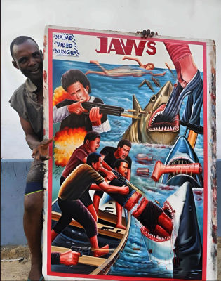 Reported AI-generated image of a hand-painted Jaws movie poster