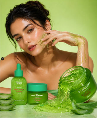 AI-generated image of a woman for EQQUALBERRY Green Aid skincare campaign