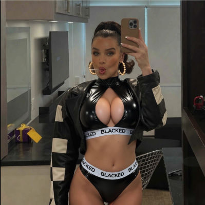 AI-generated image of Hailee Steinfeld in BLACKED-branded outfit