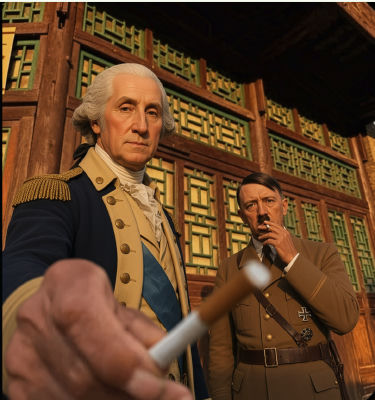 Deepfake of George Washington and Adolf Hitler in period military attire