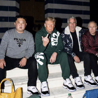 AI-generated image of unidentified men seated together