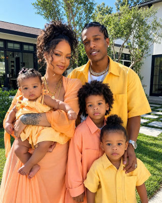 AI-generated family photo of Rihanna and A$AP Rocky with three children