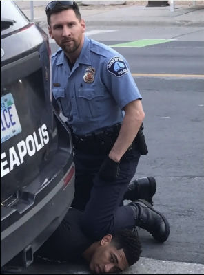 Deepfake of Lionel Messi as a Minneapolis police officer