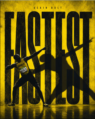 AI-generated poster of Usain Bolt in his iconic lightning bolt pose