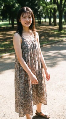 AI-generated image of a woman smiling in a park