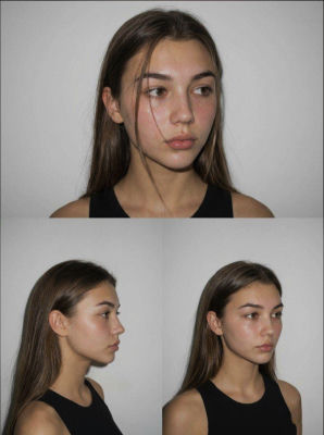 AI-generated composite portrait of a young woman