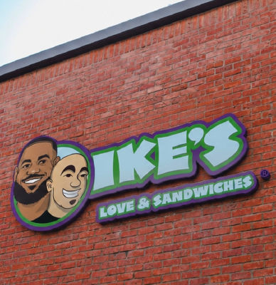 AI-generated image of a Like's Love & Sandwiches storefront sign