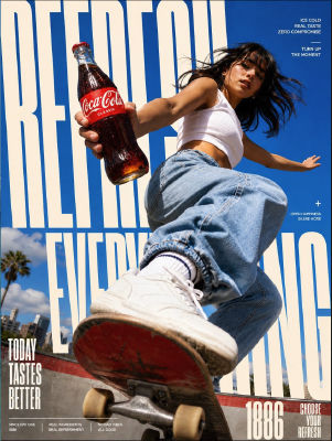 AI-generated image of a woman in a Coca-Cola 'Refresh' advertisement