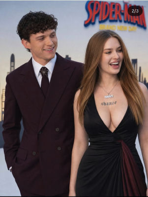 AI-generated image of Tom Holland at a Spider-Man: Brand New Day premiere with an unidentified woman