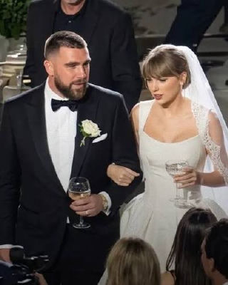 AI-generated image of Taylor Swift and Travis Kelce at a wedding