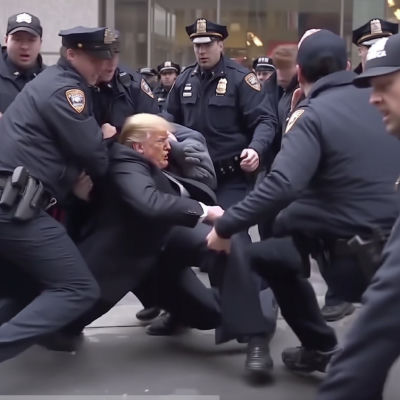 Deepfake of Donald Trump being restrained by police officers