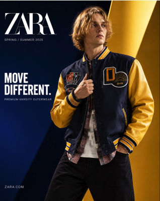 AI-generated image from ZARA 'Move Different' Spring/Summer 2025 varsity jacket campaign