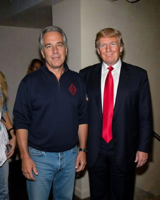 Deepfake image of Donald Trump and Jeffrey Epstein standing together