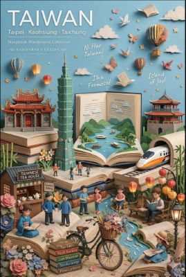 AI-generated 'Taiwan Storybook Wonderland' travel illustration