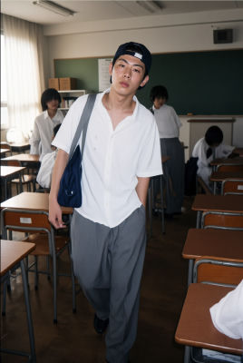 Deepfake of an unidentified man in a Japanese school uniform