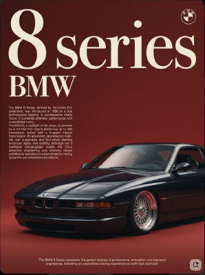 AI-generated BMW 8 Series promotional poster