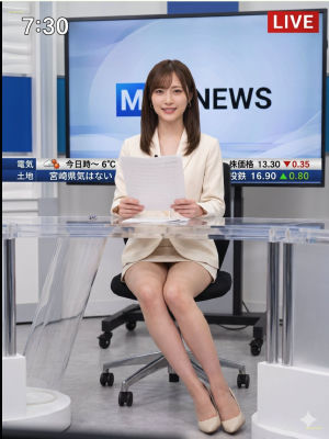 AI generated Image of an unidentified woman as a Japanese TV news anchor